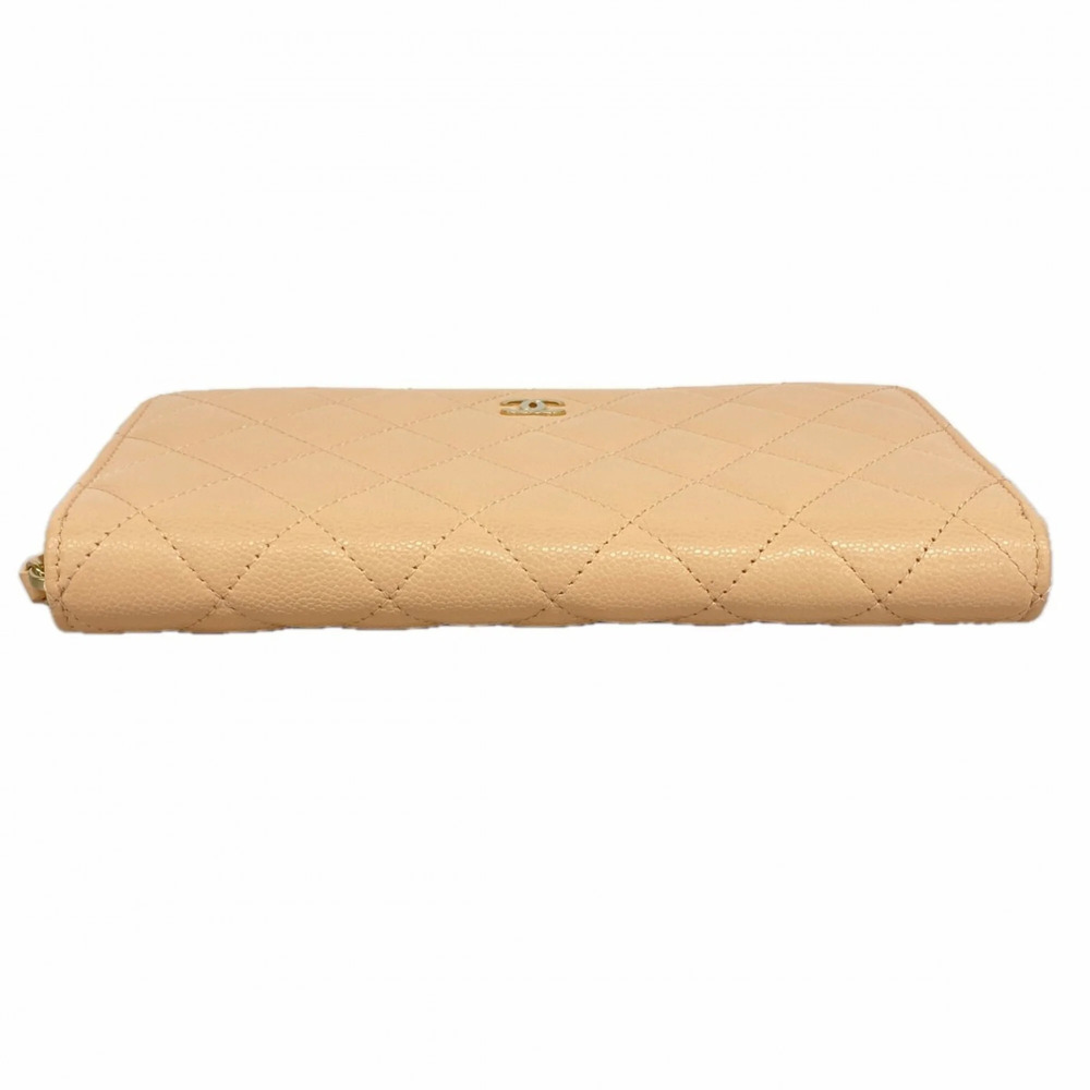 CHANEL Cream Caviar Leather Wallet